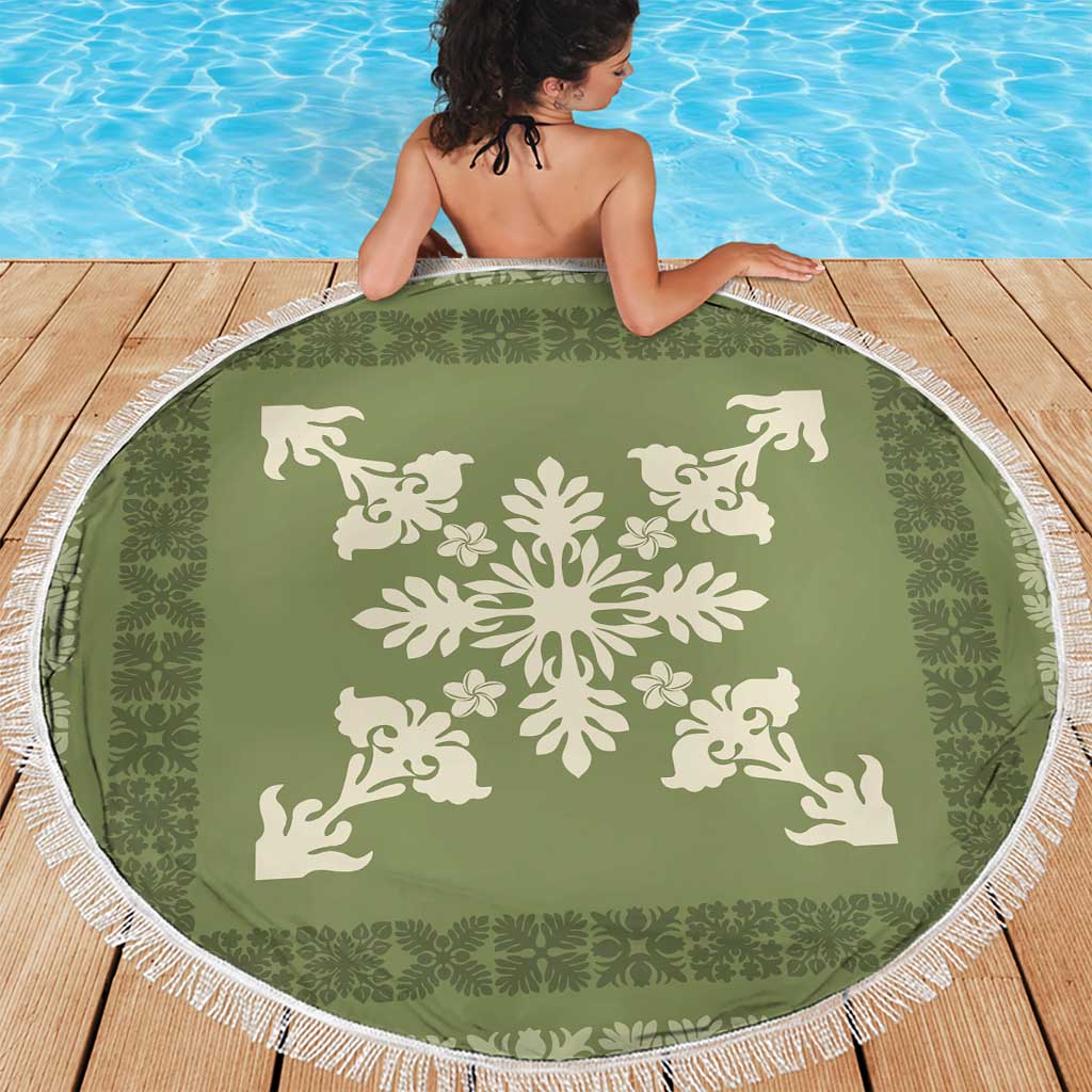 Hawaiian Quilt Block Design Beach Blanket Lime Hawaii Culture Motifs - Polynesian Pride