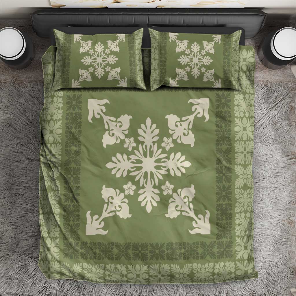 Hawaiian Quilt Block Design Bedding Set Lime Hawaii Culture Motifs - Polynesian Pride
