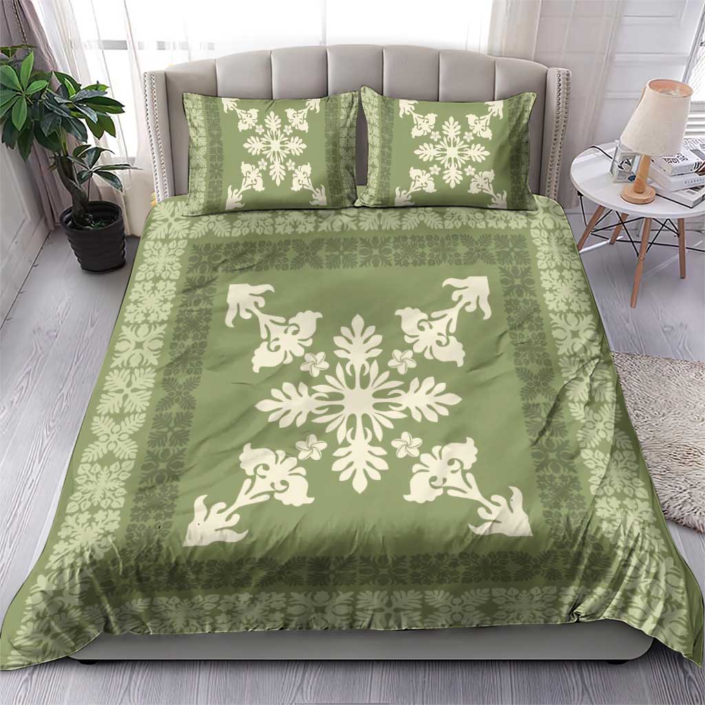 Hawaiian Quilt Block Design Bedding Set Lime Hawaii Culture Motifs - Polynesian Pride