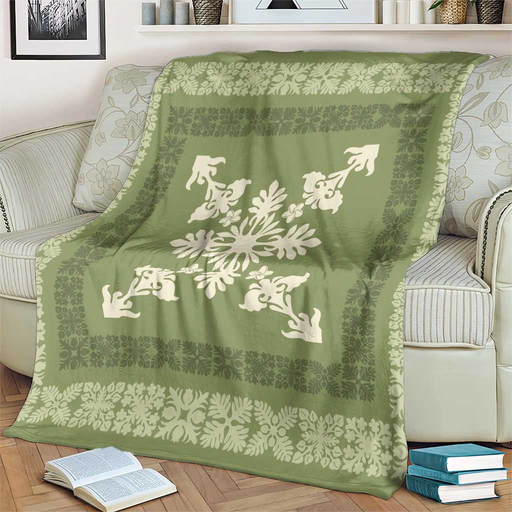 Hawaiian Quilt Block Design Blanket Lime Hawaii Culture Motifs - Polynesian Pride