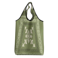 Hawaiian Quilt Block Design Grocery Bag Lime Hawaii Culture Motifs - Polynesian Pride