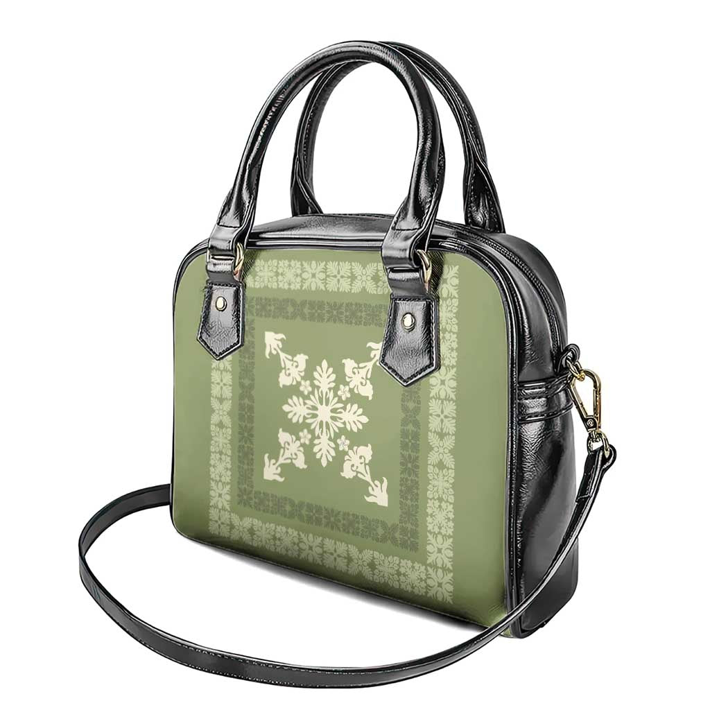 Hawaiian Quilt Block Design Shoulder Handbag Lime Hawaii Culture Motifs - Polynesian Pride