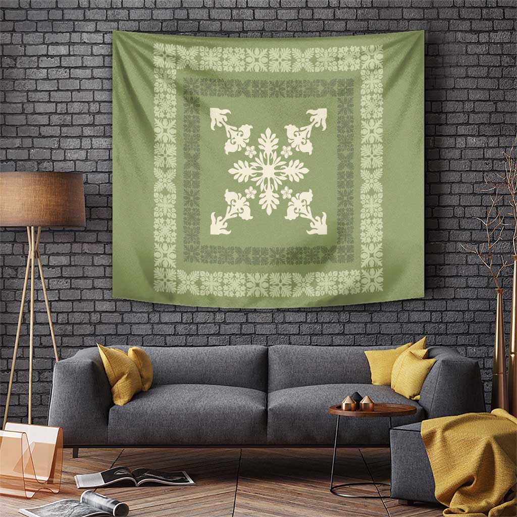 Hawaiian Quilt Block Design Tapestry Lime Hawaii Culture Motifs LT9 Lime - Polynesian Pride