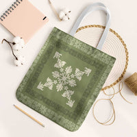 Hawaiian Quilt Block Design Tote Bag Lime Hawaii Culture Motifs - Polynesian Pride