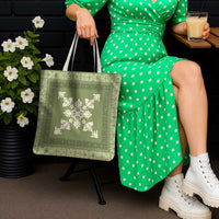 Hawaiian Quilt Block Design Tote Bag Lime Hawaii Culture Motifs - Polynesian Pride