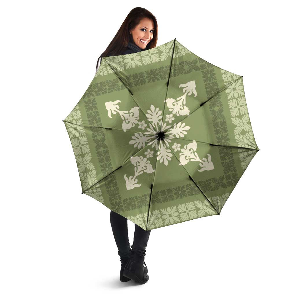 Hawaiian Quilt Block Design Umbrella Lime Hawaii Culture Motifs - Polynesian Pride
