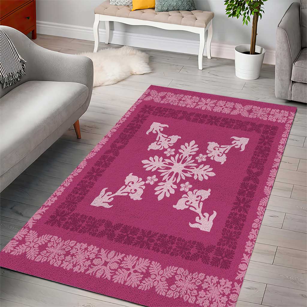 Hawaiian Quilt Block Design Area Rug Pink Hawaii Culture Motifs - Polynesian Pride