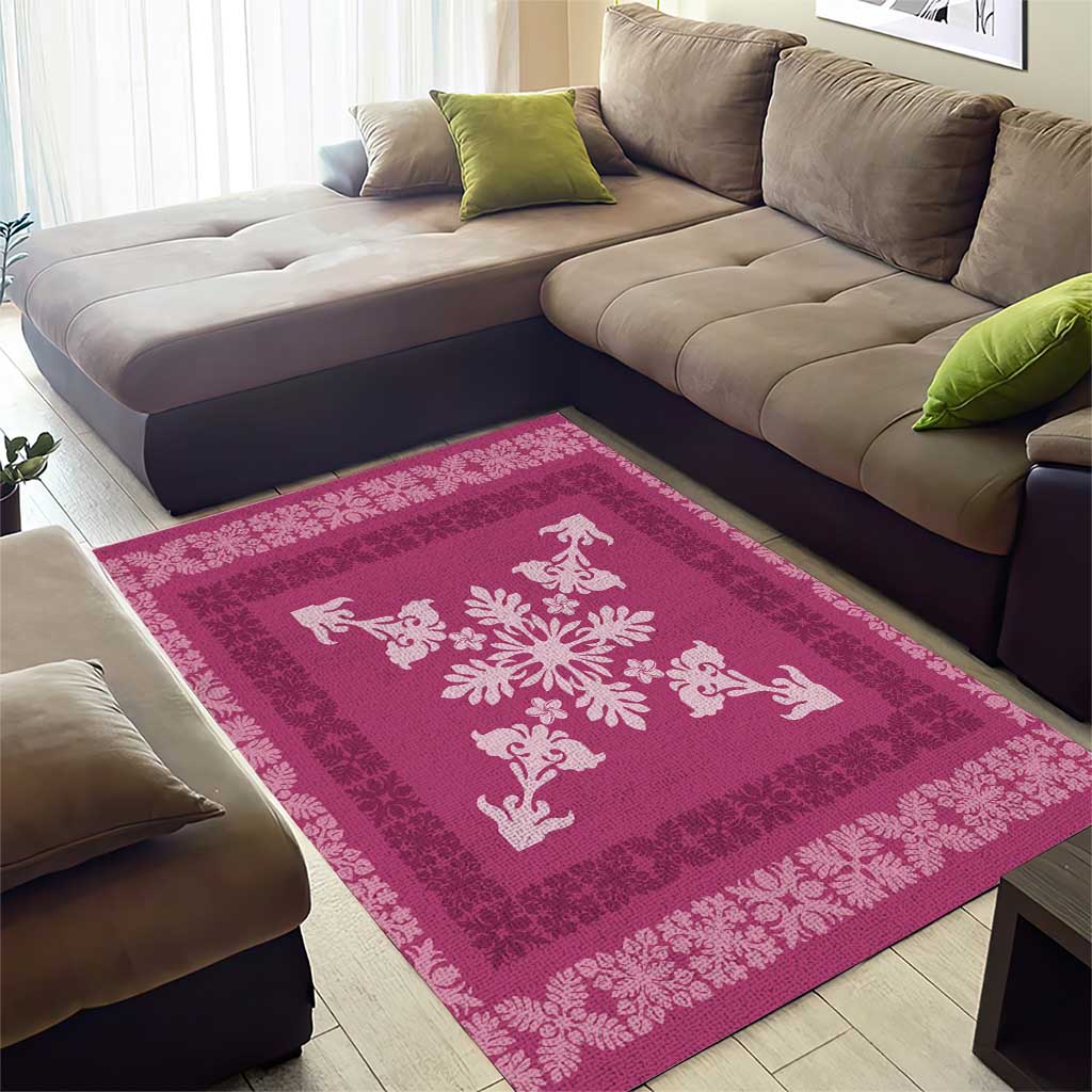 Hawaiian Quilt Block Design Area Rug Pink Hawaii Culture Motifs - Polynesian Pride