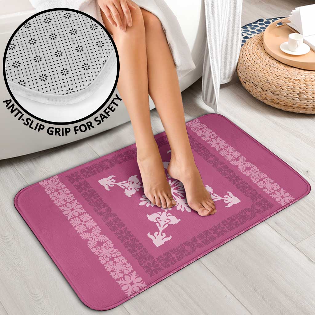 Hawaiian Quilt Block Design Bathroom Set Pink Hawaii Culture Motifs - Polynesian Pride