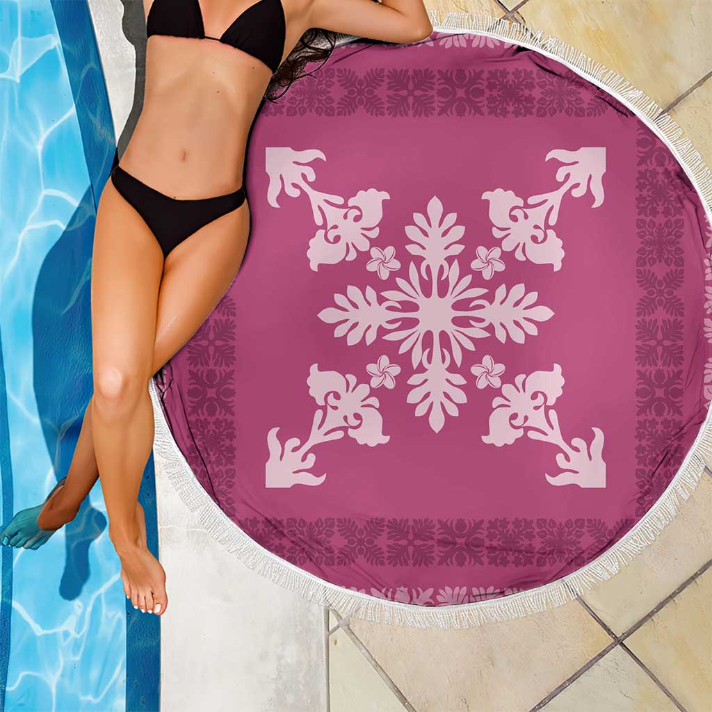 Hawaiian Quilt Block Design Beach Blanket Pink Hawaii Culture Motifs - Polynesian Pride