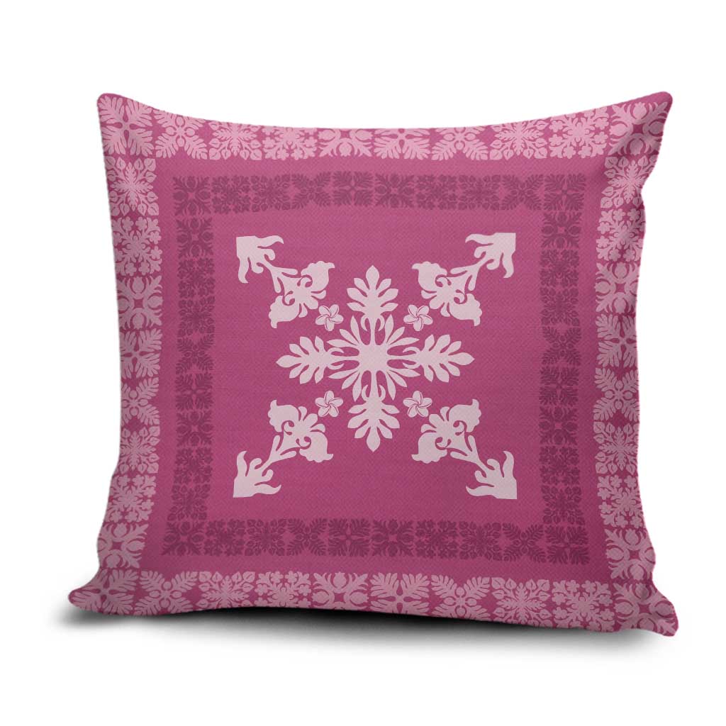 Hawaiian Quilt Block Design Pillow Cover Pink Hawaii Culture Motifs - Polynesian Pride