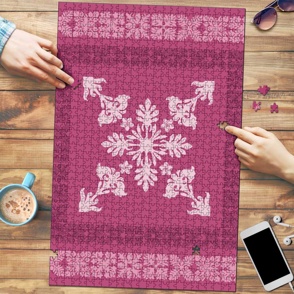 Hawaiian Quilt Block Design Puzzle Pink Hawaii Culture Motifs LT9 Pink - Polynesian Pride