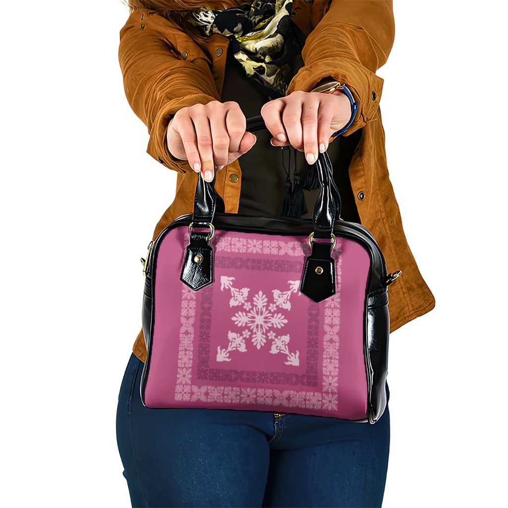 Hawaiian Quilt Block Design Shoulder Handbag Pink Hawaii Culture Motifs LT9 One Size Pink - Polynesian Pride