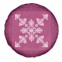 Hawaiian Quilt Block Design Spare Tire Cover Pink Hawaii Culture Motifs - Polynesian Pride