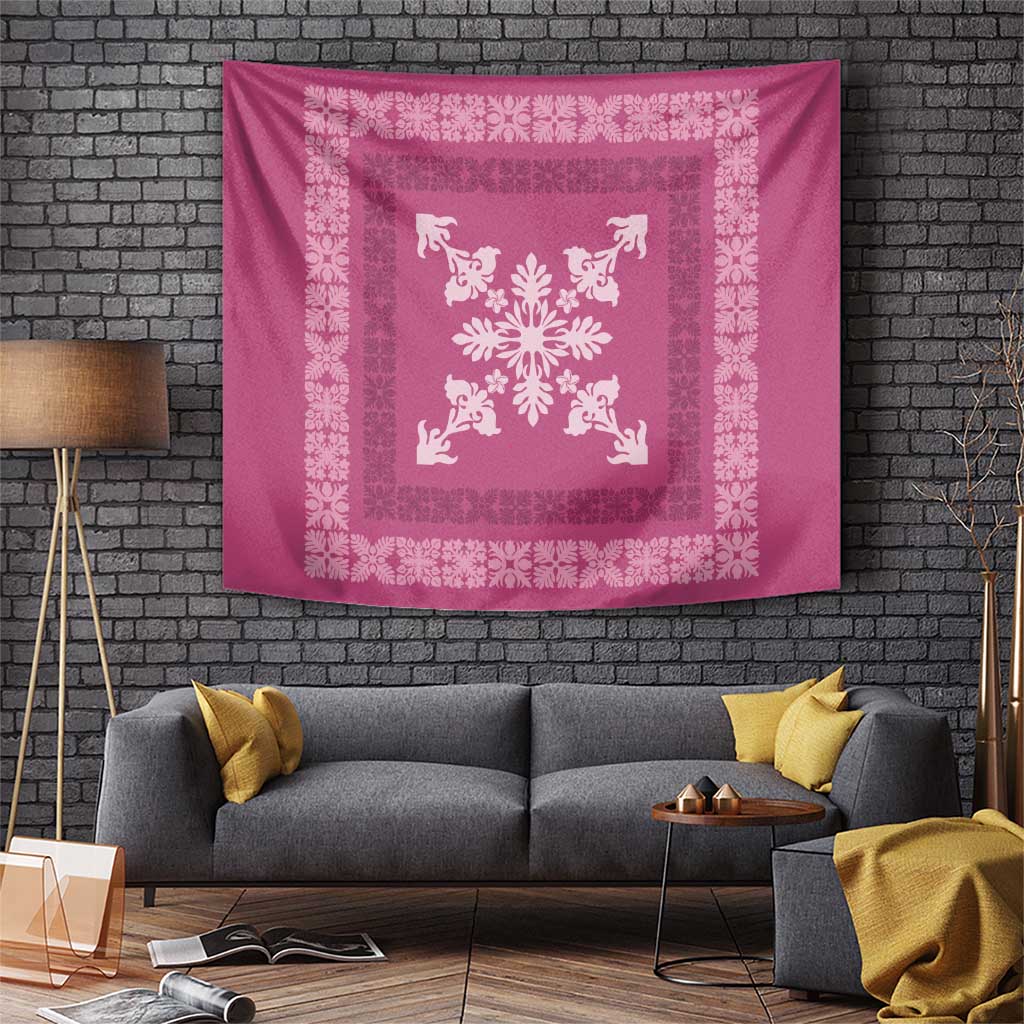 Hawaiian Quilt Block Design Tapestry Pink Hawaii Culture Motifs LT9 Pink - Polynesian Pride