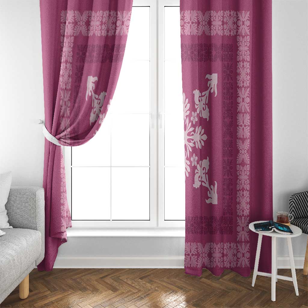 Hawaiian Quilt Block Design Window Curtain Pink Hawaii Culture Motifs - Polynesian Pride