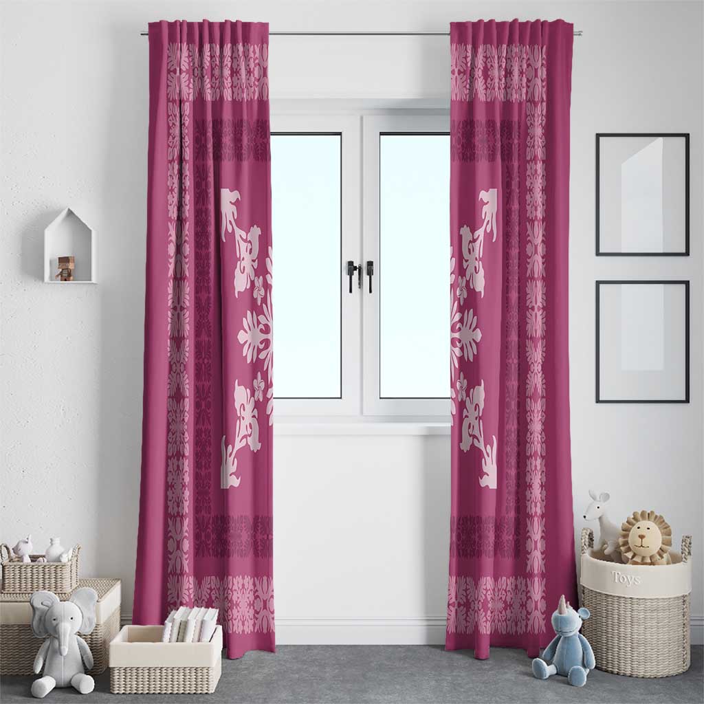 Hawaiian Quilt Block Design Window Curtain Pink Hawaii Culture Motifs - Polynesian Pride
