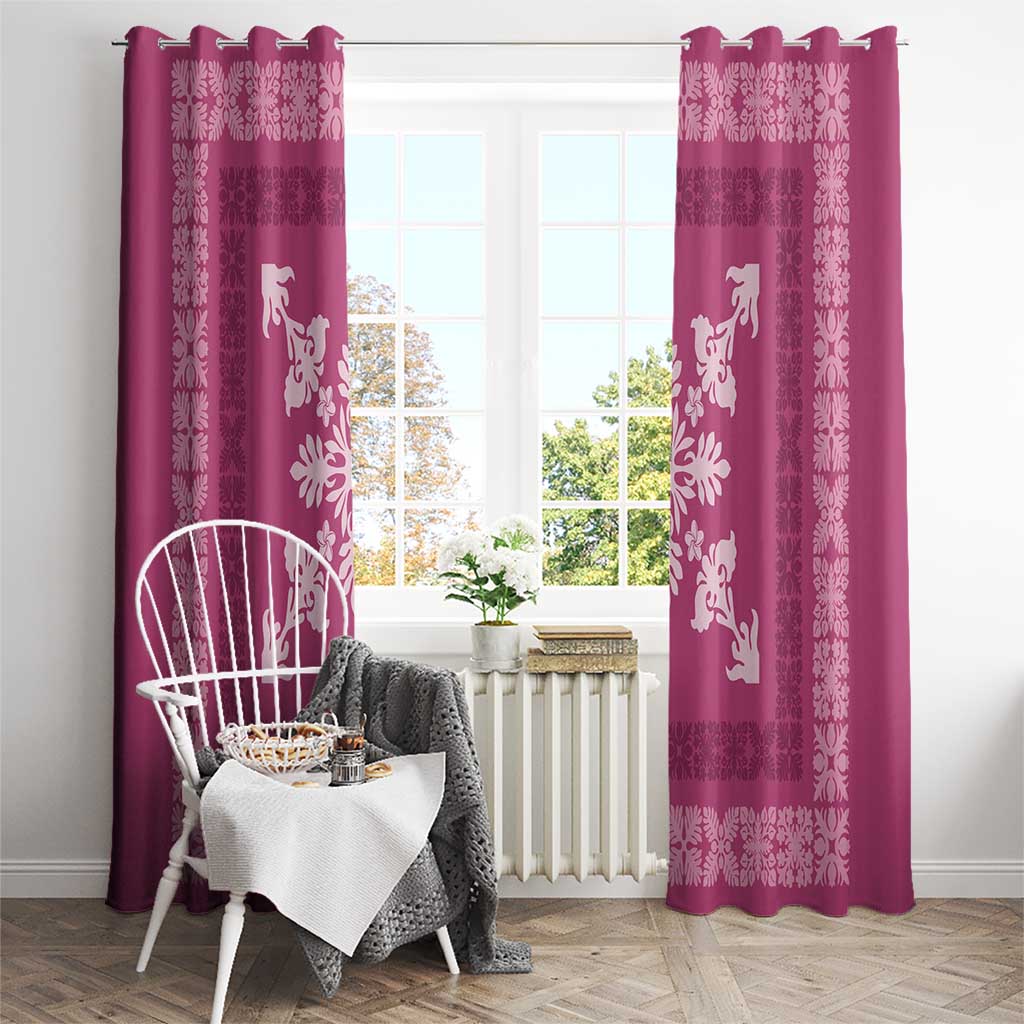 Hawaiian Quilt Block Design Window Curtain Pink Hawaii Culture Motifs - Polynesian Pride