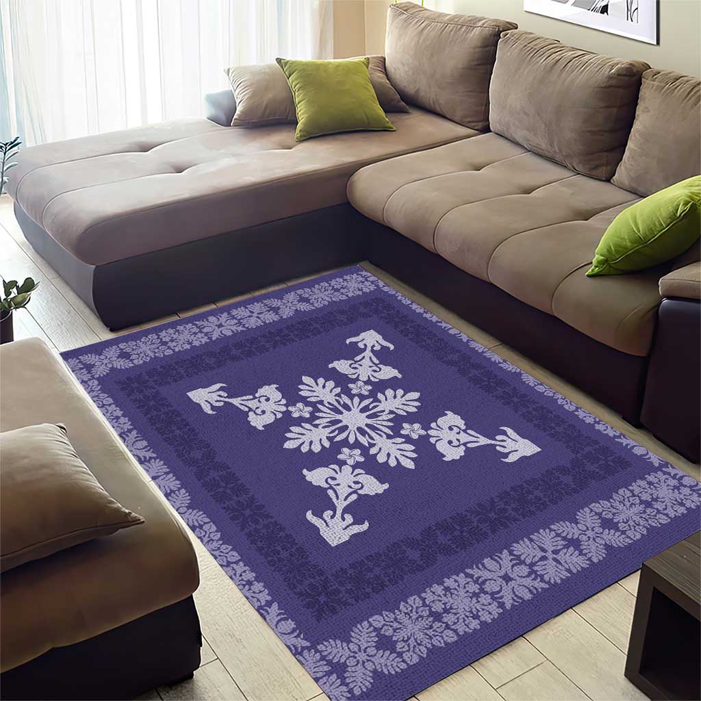 Hawaiian Quilt Block Design Area Rug Purple Hawaii Culture Motifs - Polynesian Pride