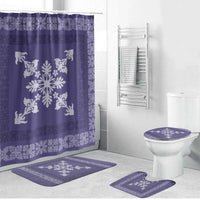 Hawaiian Quilt Block Design Bathroom Set Purple Hawaii Culture Motifs - Polynesian Pride
