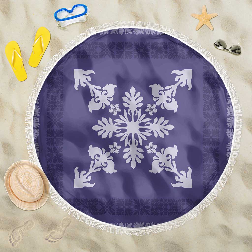 Hawaiian Quilt Block Design Beach Blanket Purple Hawaii Culture Motifs - Polynesian Pride