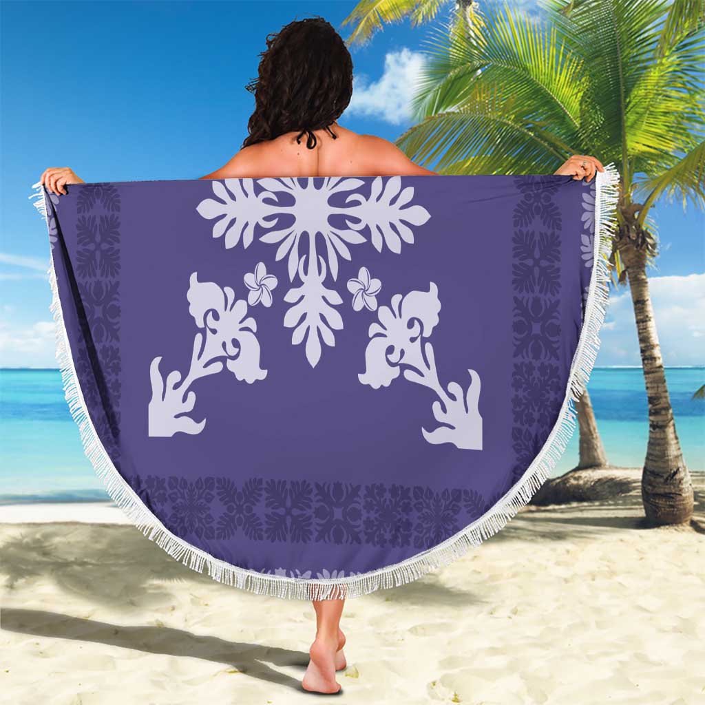 Hawaiian Quilt Block Design Beach Blanket Purple Hawaii Culture Motifs - Polynesian Pride