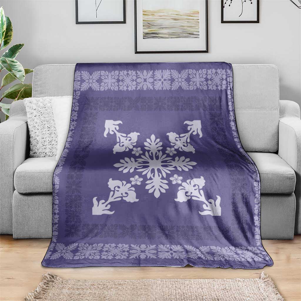 Hawaiian Quilt Block Design Blanket Purple Hawaii Culture Motifs - Polynesian Pride
