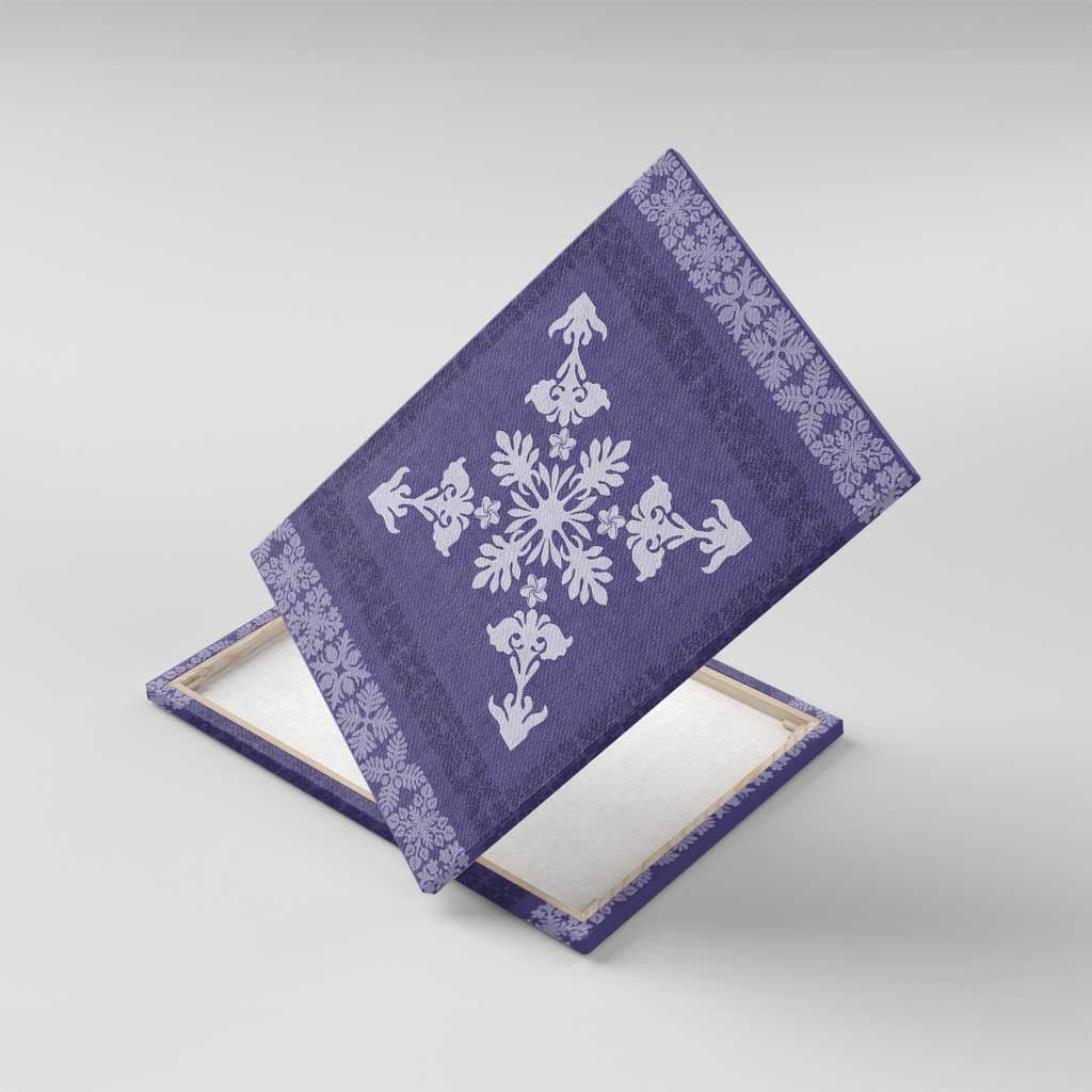 Hawaiian Quilt Block Design Canvas Wall Art Purple Hawaii Culture Motifs - Polynesian Pride