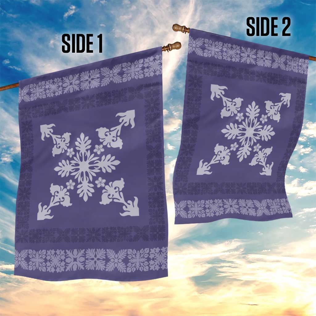Hawaiian Quilt Block Design Garden Flag Purple Hawaii Culture Motifs - Polynesian Pride