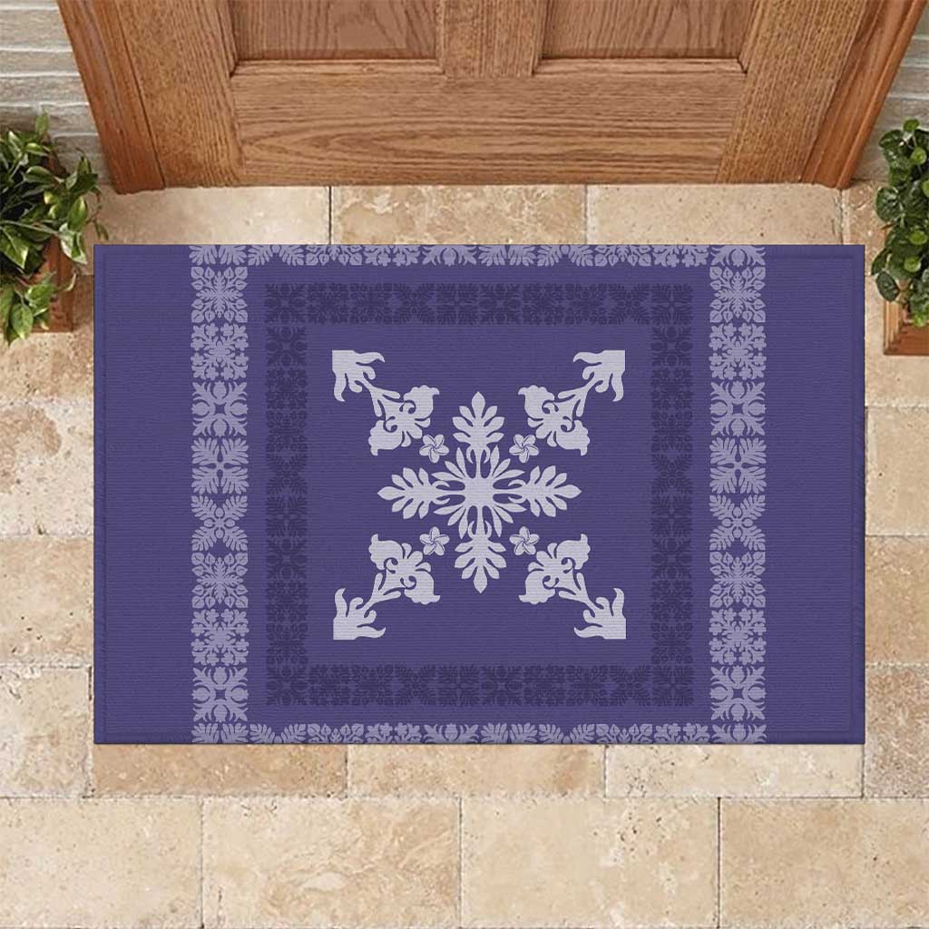 Hawaiian Quilt Block Design Rubber Doormat Purple Hawaii Culture Motifs LT9 Purple - Polynesian Pride