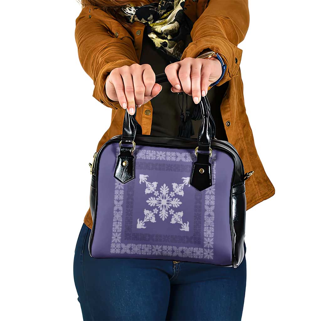 Hawaiian Quilt Block Design Shoulder Handbag Purple Hawaii Culture Motifs LT9 One Size Purple - Polynesian Pride