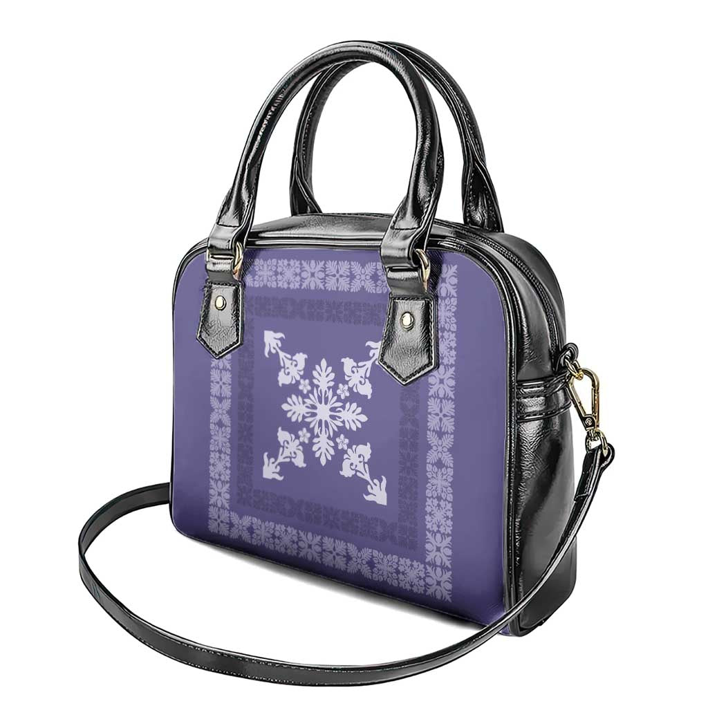 Hawaiian Quilt Block Design Shoulder Handbag Purple Hawaii Culture Motifs - Polynesian Pride