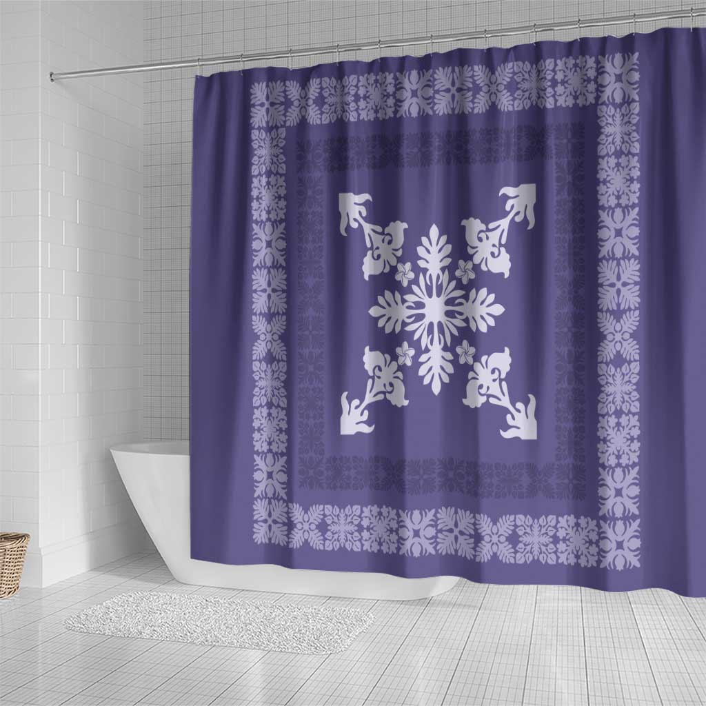 Hawaiian Quilt Block Design Shower Curtain Purple Hawaii Culture Motifs - Polynesian Pride
