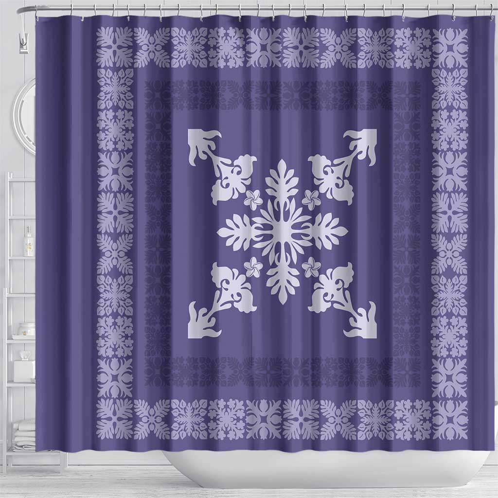 Hawaiian Quilt Block Design Shower Curtain Purple Hawaii Culture Motifs - Polynesian Pride