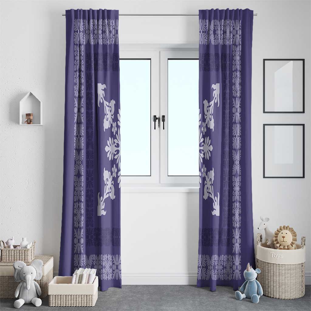 Hawaiian Quilt Block Design Window Curtain Purple Hawaii Culture Motifs - Polynesian Pride
