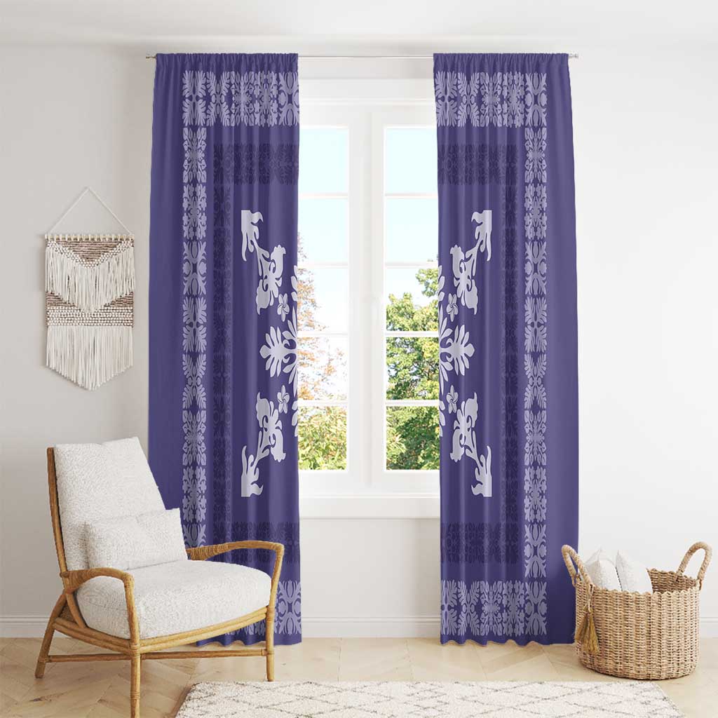 Hawaiian Quilt Block Design Window Curtain Purple Hawaii Culture Motifs - Polynesian Pride