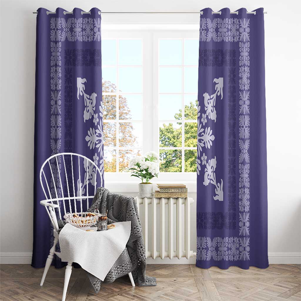 Hawaiian Quilt Block Design Window Curtain Purple Hawaii Culture Motifs - Polynesian Pride