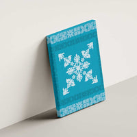 Hawaiian Quilt Block Design Canvas Wall Art Teal Hawaii Culture Motifs - Polynesian Pride