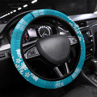 Hawaiian Quilt Block Design Steering Wheel Cover Teal Hawaii Culture Motifs - Polynesian Pride