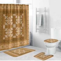 Hawaiian Quilt Pattern Bathroom Set Gold Hawaii Culture Tropical - Polynesian Pride