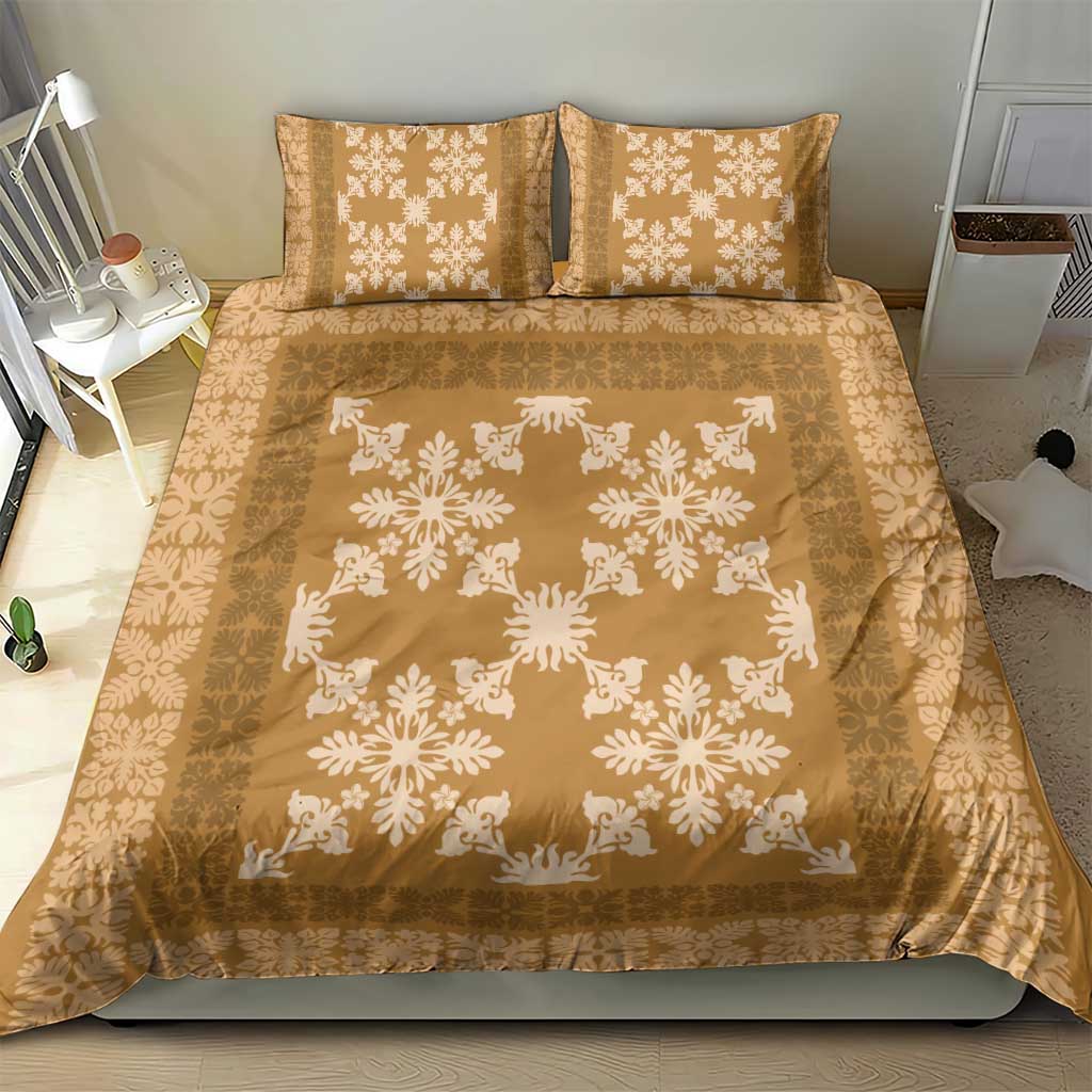 Hawaiian Quilt Pattern Bedding Set Gold Hawaii Culture Tropical - Polynesian Pride