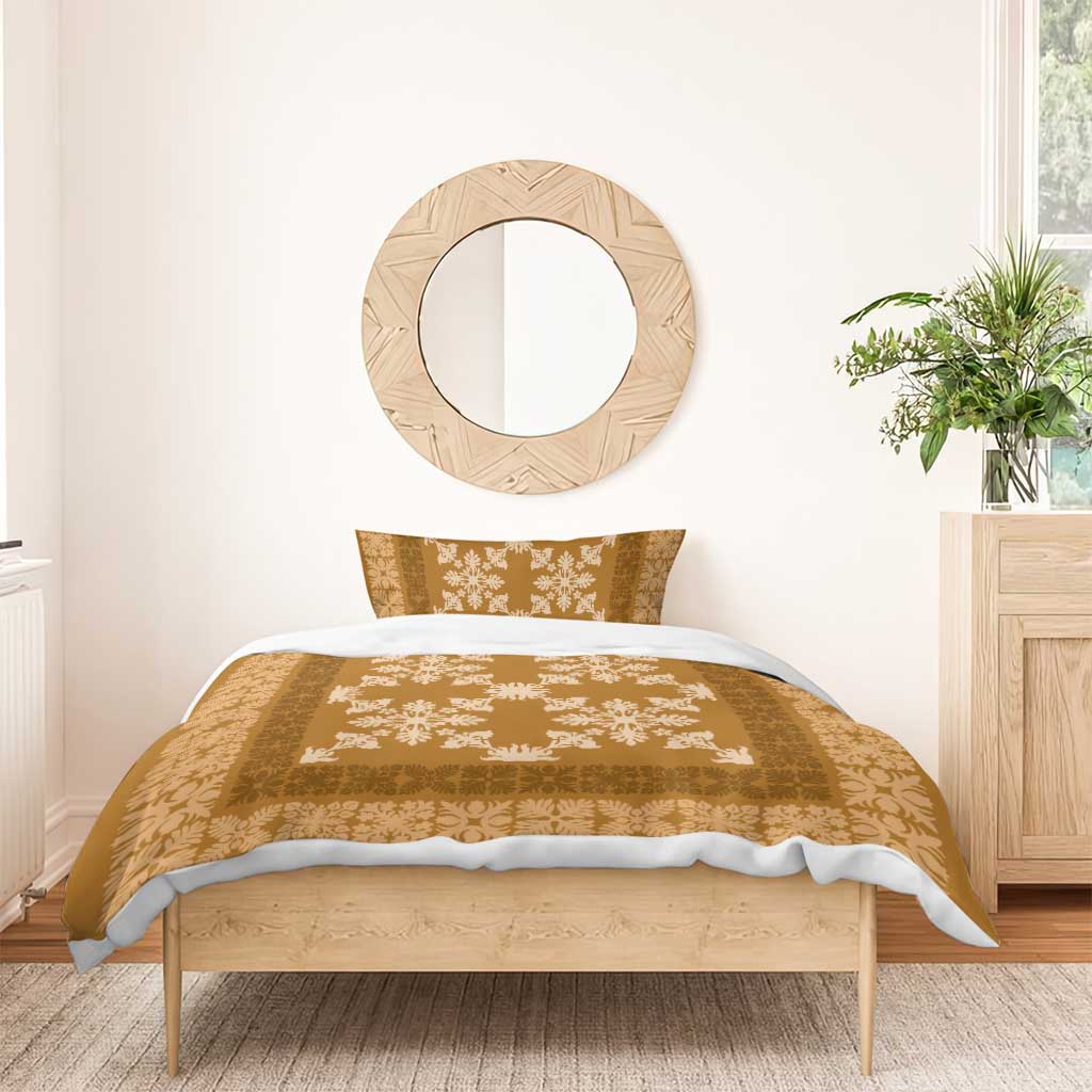 Hawaiian Quilt Pattern Bedding Set Gold Hawaii Culture Tropical - Polynesian Pride