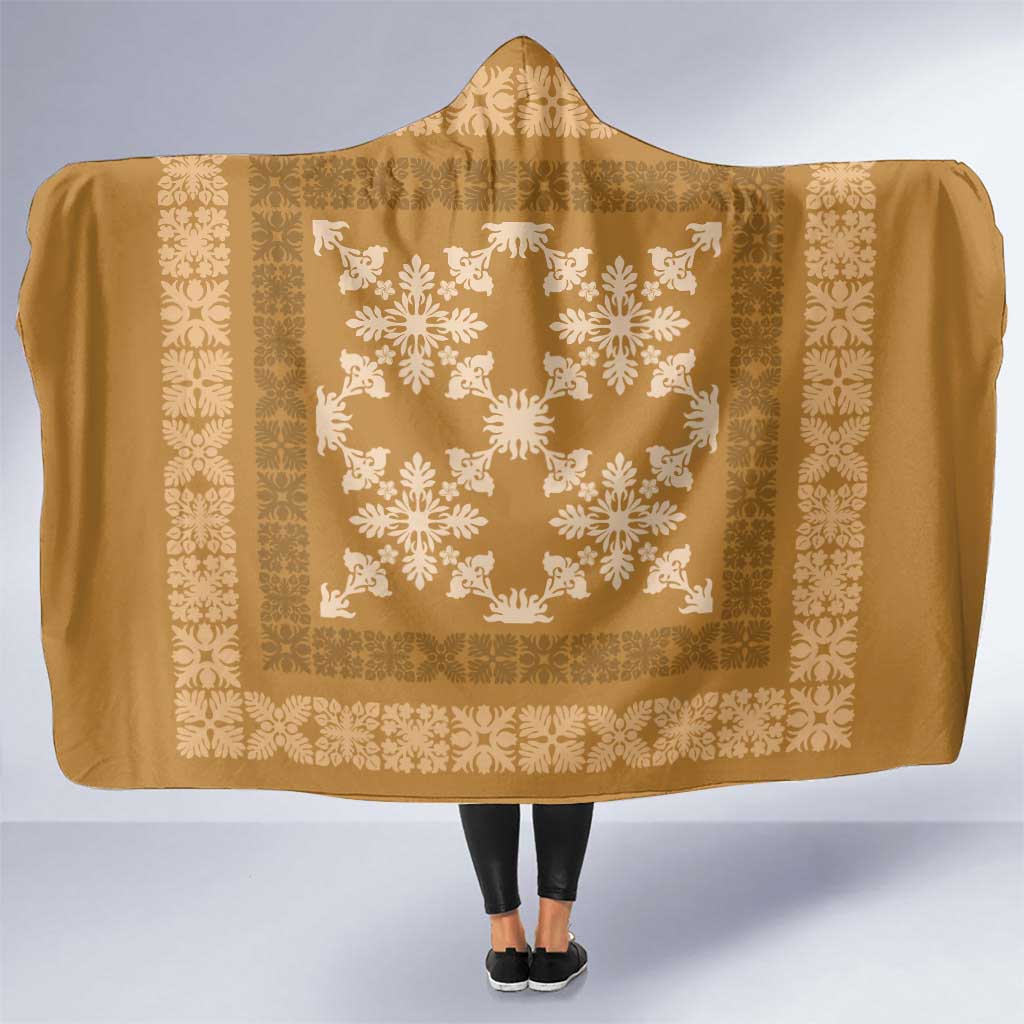 Hawaiian Quilt Pattern Hooded Blanket Gold Hawaii Culture Tropical - Polynesian Pride