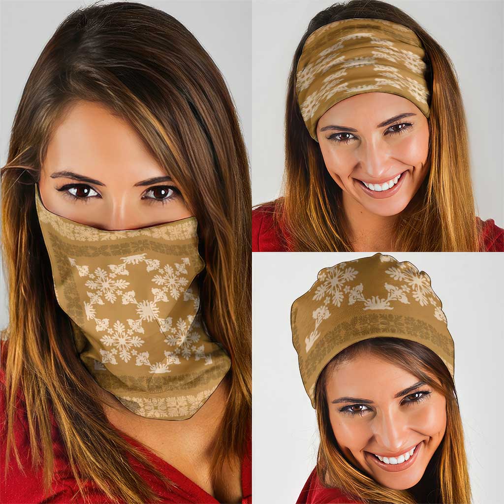 Hawaiian Quilt Pattern Neck Gaiter Gold Hawaii Culture Tropical - Polynesian Pride