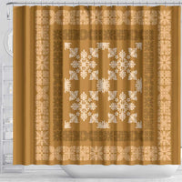 Hawaiian Quilt Pattern Shower Curtain Gold Hawaii Culture Tropical - Polynesian Pride