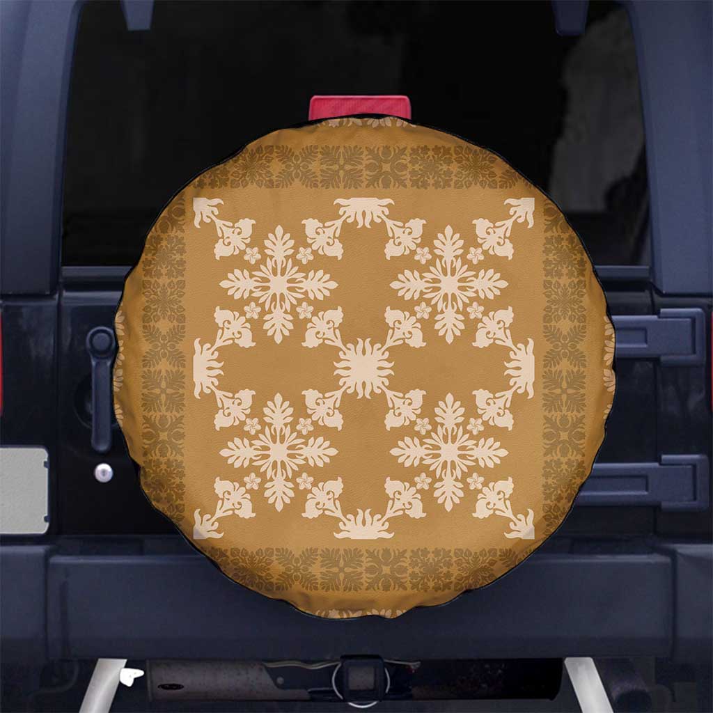 Hawaiian Quilt Pattern Spare Tire Cover Gold Hawaii Culture Tropical - Polynesian Pride