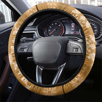 Hawaiian Quilt Pattern Steering Wheel Cover Gold Hawaii Culture Tropical - Polynesian Pride
