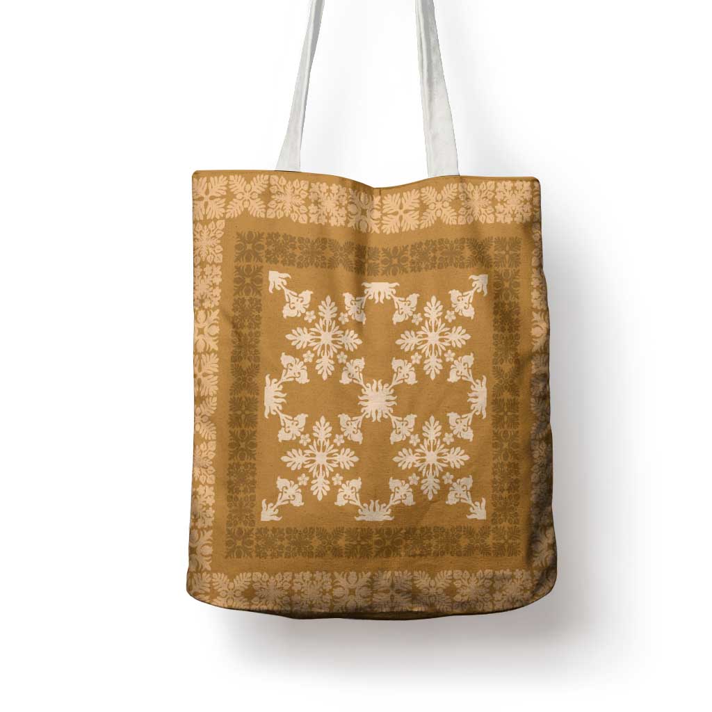 Hawaiian Quilt Pattern Tote Bag Gold Hawaii Culture Tropical LT9 - Polynesian Pride