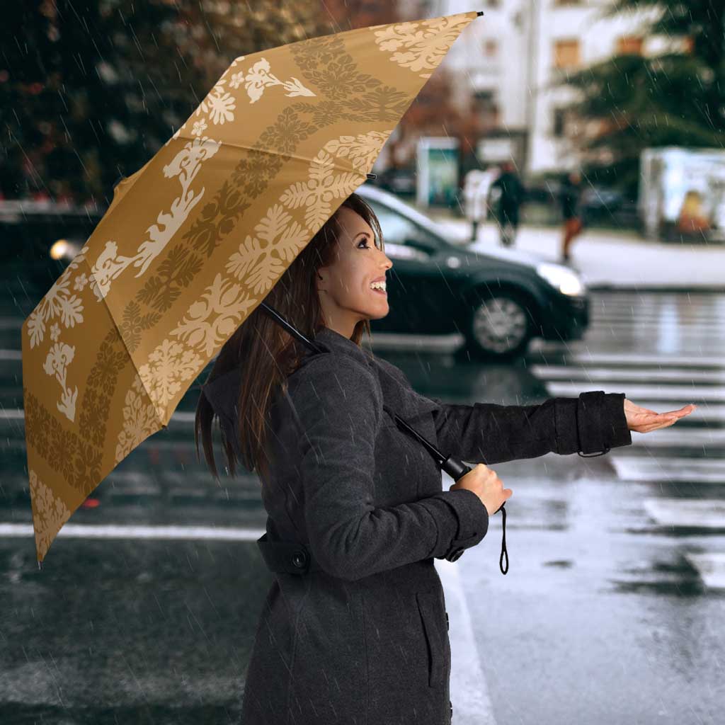 Hawaiian Quilt Pattern Umbrella Gold Hawaii Culture Tropical - Polynesian Pride