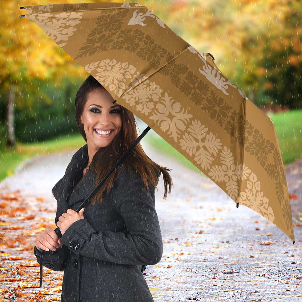 Hawaiian Quilt Pattern Umbrella Gold Hawaii Culture Tropical - Polynesian Pride